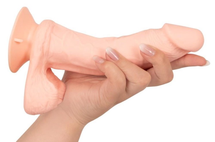 Nature Skin Wibrator o kształcie penisa z jądrami-1