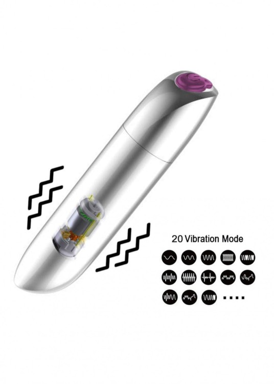 Mini wibrator 20 funkcji Akumulator 10 cm-4