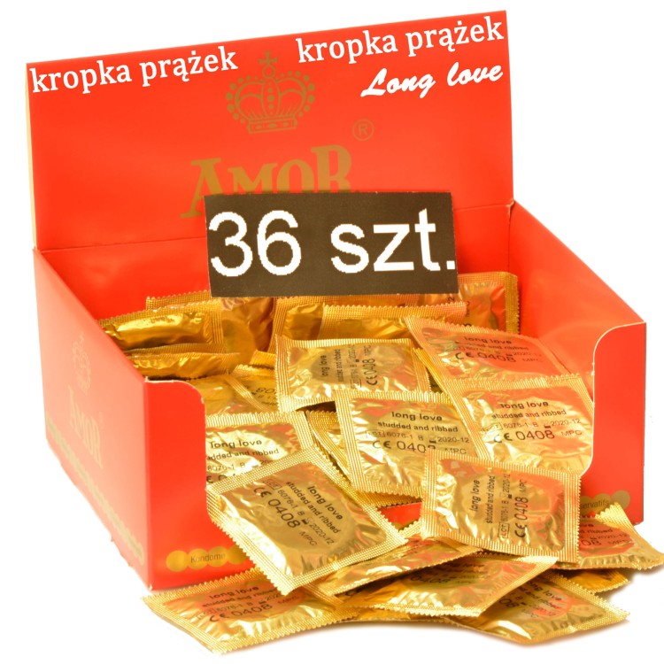 Amor prezerwatywy Long Love kropka/prążek 36 szt