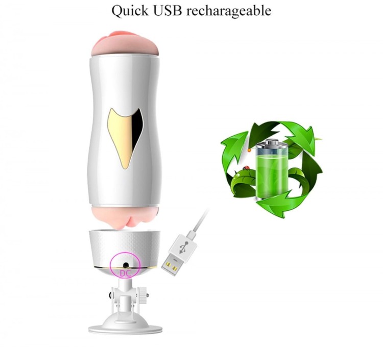 Podwójny wibrujący masturbator wagina usta-4