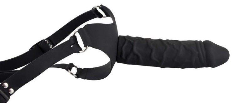 Strap-on z czarnym silikonowym penisem-1