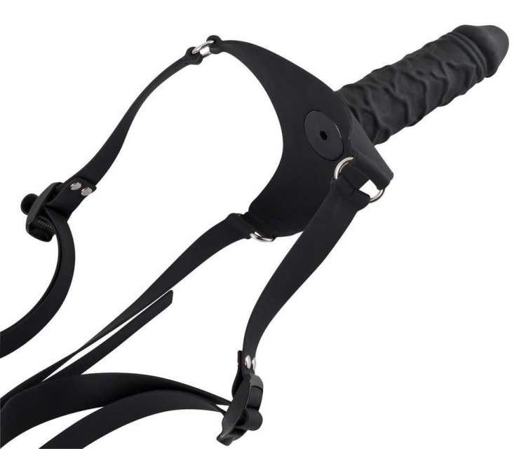 Strap-on z czarnym silikonowym penisem-3