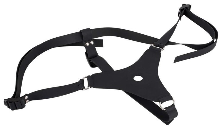 Strap-on z czarnym silikonowym penisem-4
