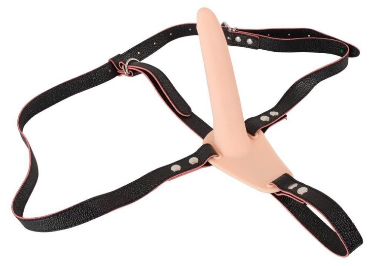 Wibrujący penis analny z uprzężą strap-on-5
