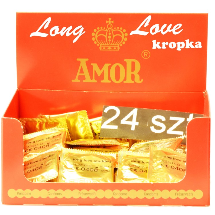 Amor prezerwatywy Long Love kropkowane 24 szt