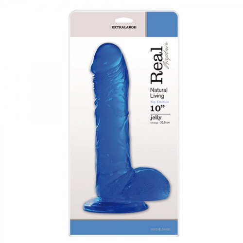 Duży żelowy penis 25 x 5,5 cm Krystaliczny Niebieski-1