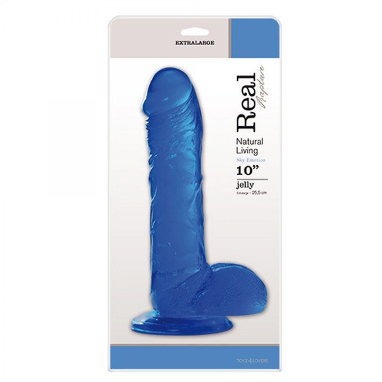 Duży żelowy penis 25 x 5,5 cm Krystaliczny Niebieski-1