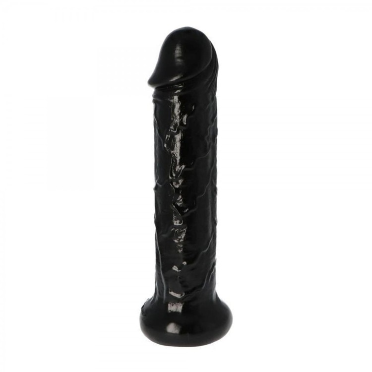 Czarny penis z mocną przyssawką 28 cm-3