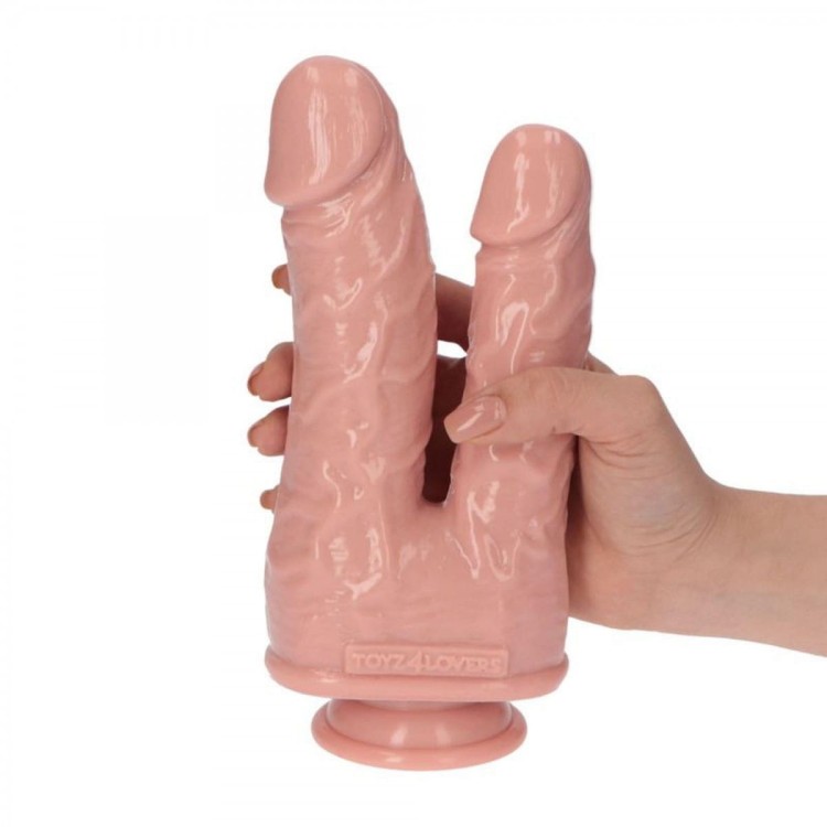 Dildo do podwójnej penetracji 18,5 cm Cielisty