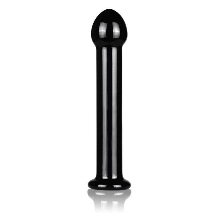 Prosty gładki penis szklany 17,8 cm Czarny