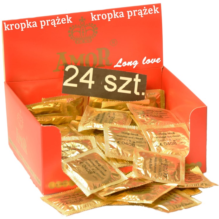 Amor prezerwatywy Long Love kropka/prążek 24 szt