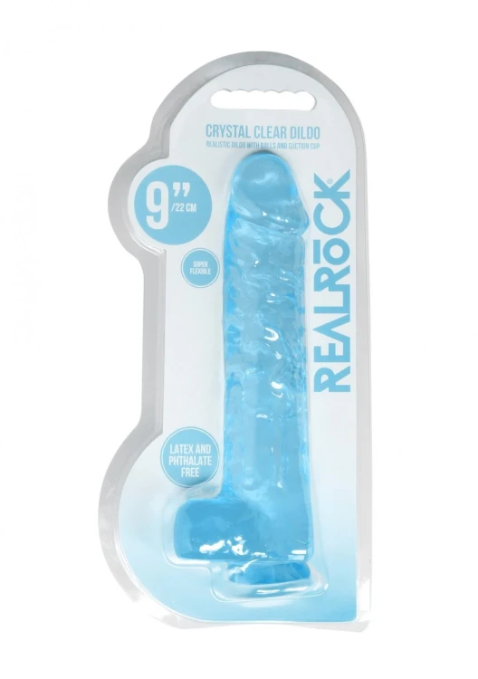 Duży żelowy penis Wysokość 23 cm Niebieski-4
