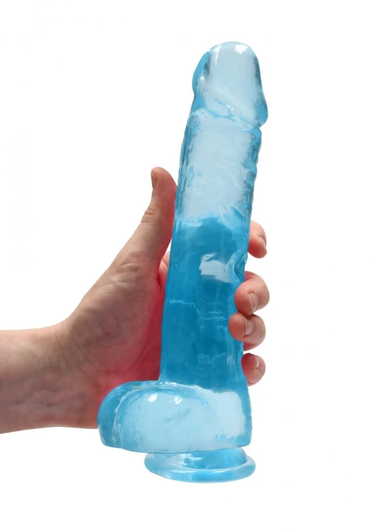 Duży żelowy penis Wysokość 23 cm Niebieski