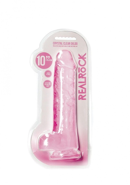 Żelowe wielkie dildo Wysokość 25 cm Różowe-4