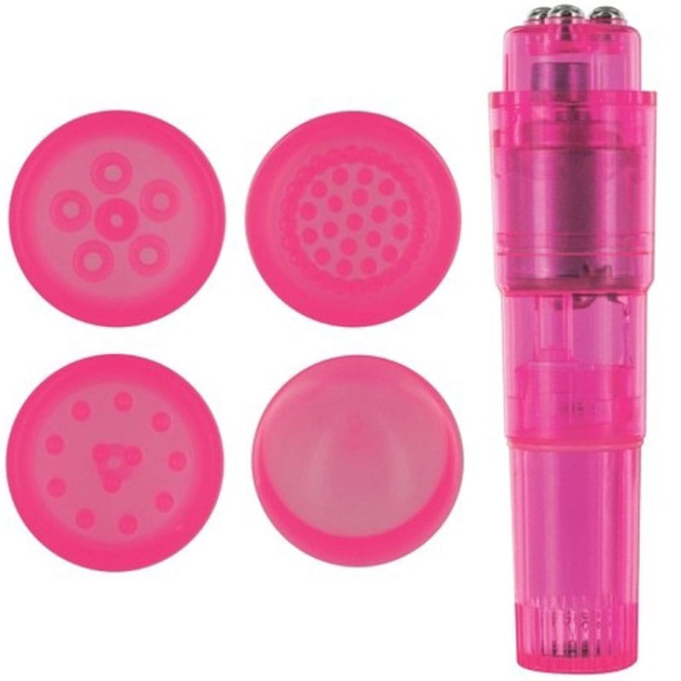 Mini wibrator do łechtaczki z wymiennymi głowicami Róż