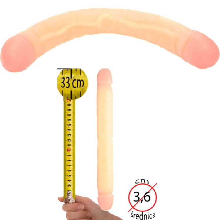 Podwójny penis  Elastyczne żelowe dildo 33 cm.1