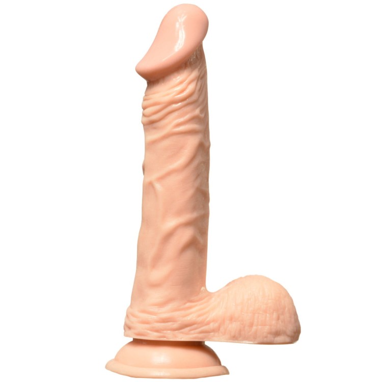 Duży sztuczny Penis z jądrami i przyssawką Wyraźna żołądź