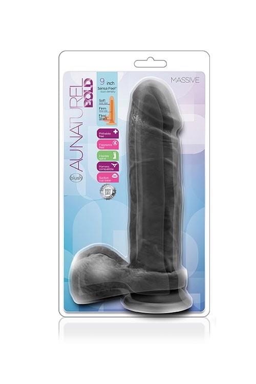 Czarne dildo Penis z jądrami 24 cm-4