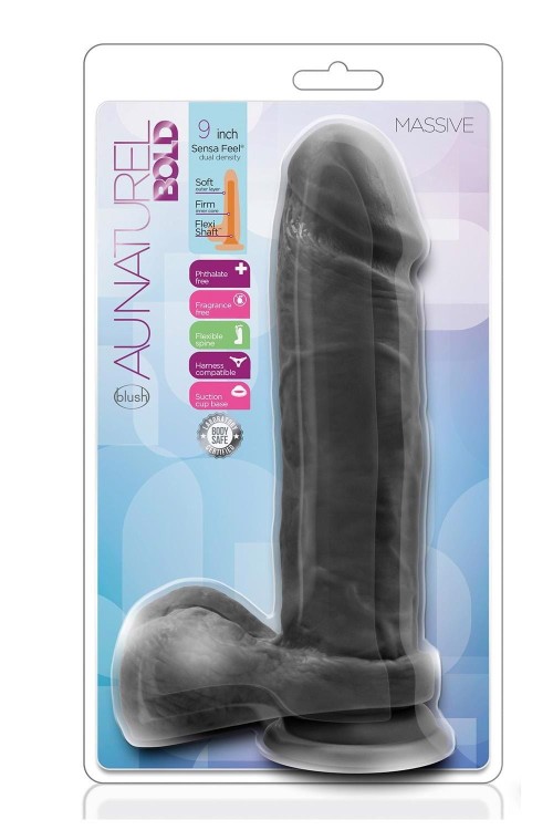 Czarne dildo Penis z jądrami 24 cm-3