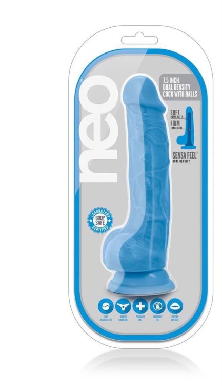 Niebieski penis do ściany lub strap-ona 19 x 4 cm-4