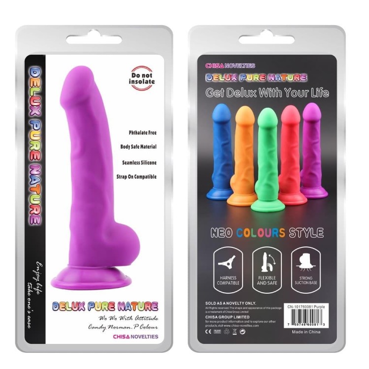 Silikonowe dildo Penis W 21,5 cm Fioletowy-1
