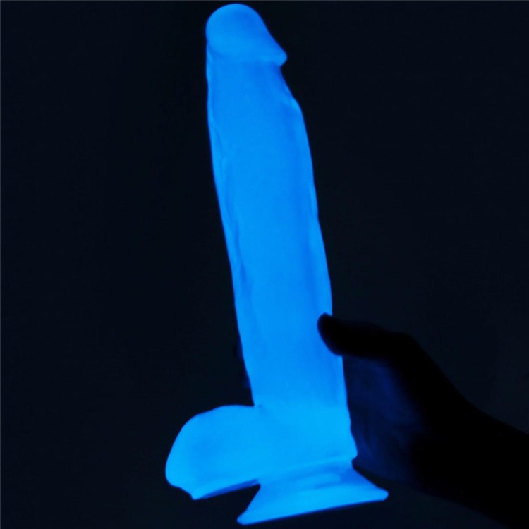 Świecące na niebiesko dildo Wysokość 25 cm-5