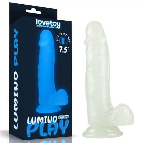 Świecące na niebiesko dildo Wysokość 19 cm