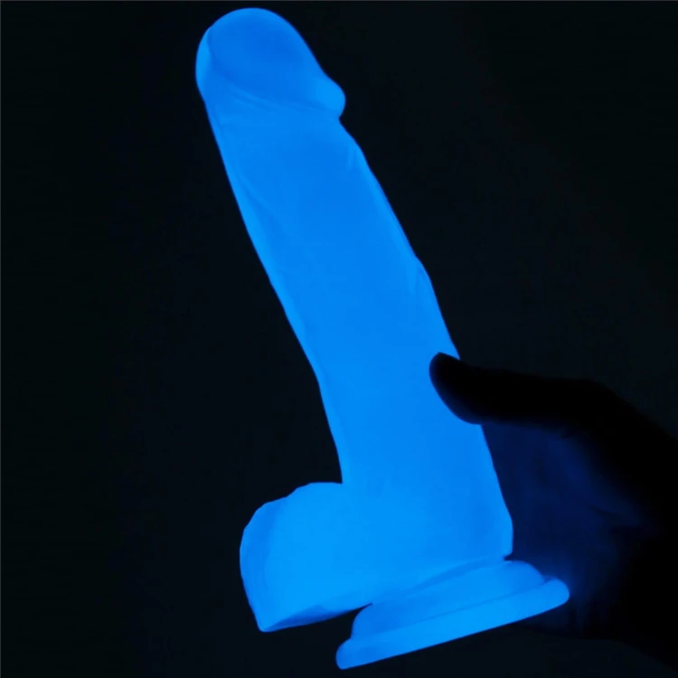Świecące na niebiesko dildo Wysokość 19 cm-5