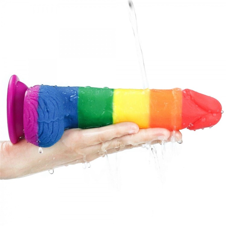 Tęczowe dildo Silikon Wymiary penisa 15/4 cm-8