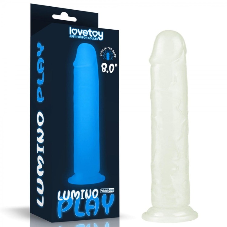 Świecące na niebiesko dildo Wysokość 21,3 cm