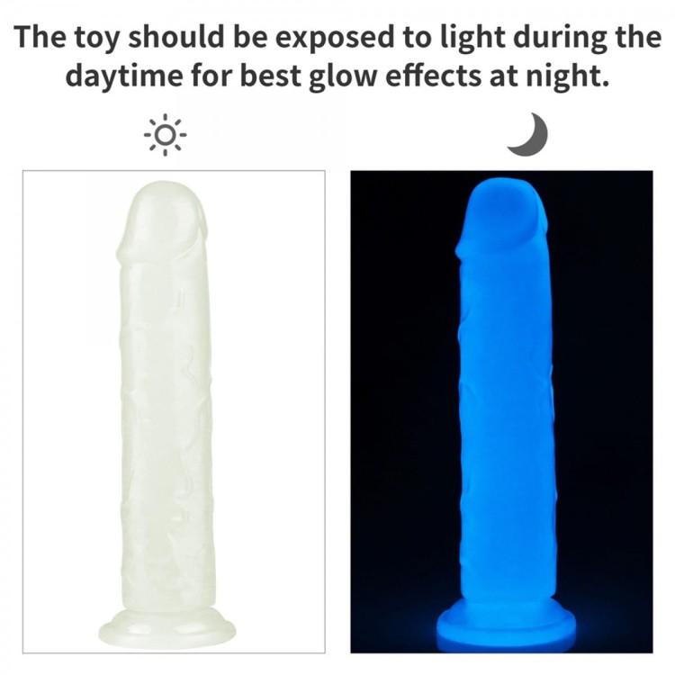 Świecące na niebiesko dildo Wysokość 21,3 cm-5