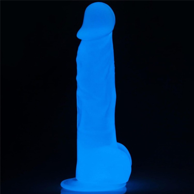 Świecące na niebiesko dildo Wysokość 21,6 cm-1