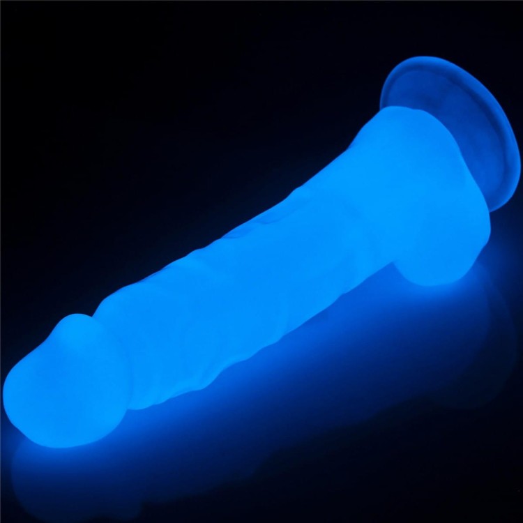 Świecące na niebiesko dildo Wysokość 21,6 cm-7