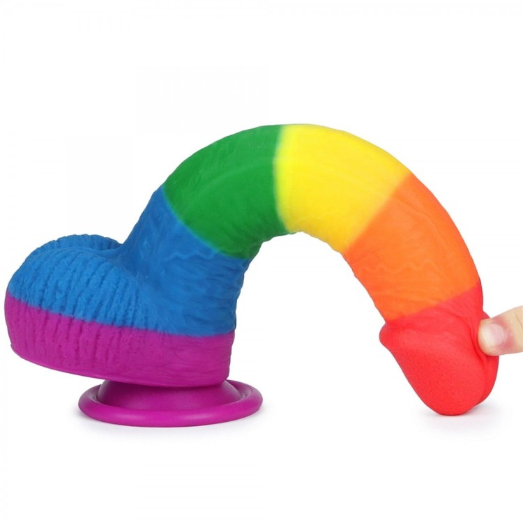 Tęczowe dildo silikonowy penis 23 cm-1