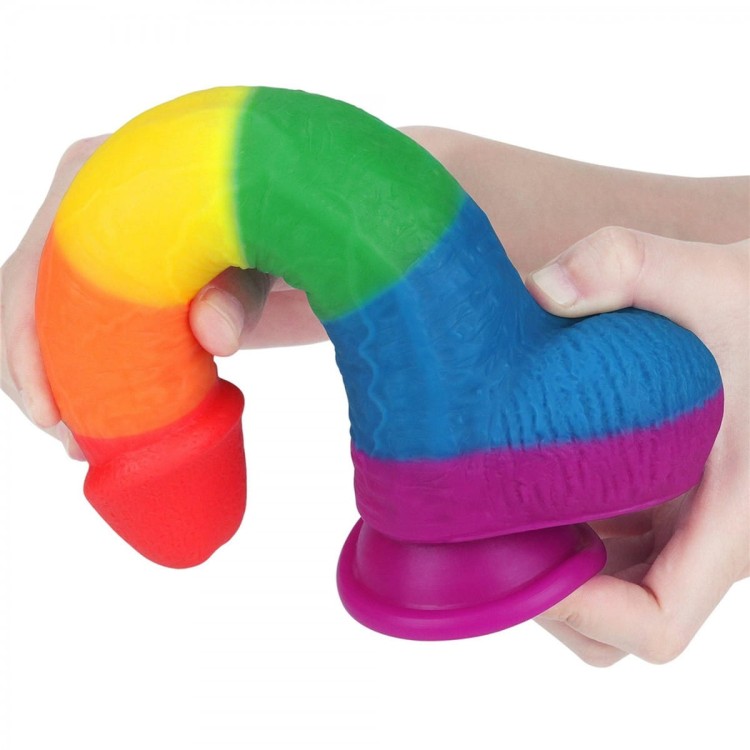 Tęczowe dildo silikonowy penis 23 cm-3