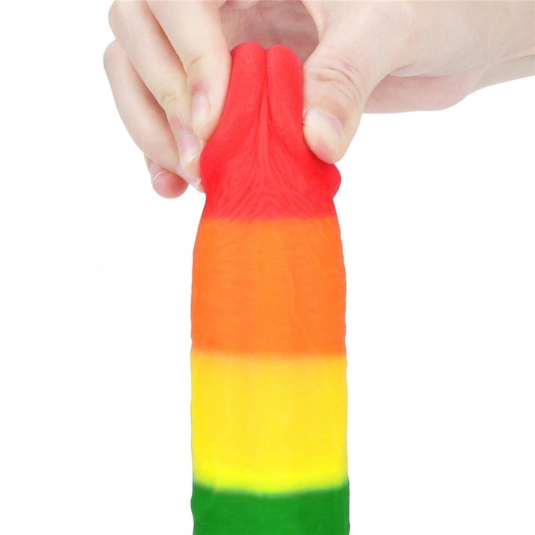 Tęczowe dildo silikonowy penis 23 cm-6