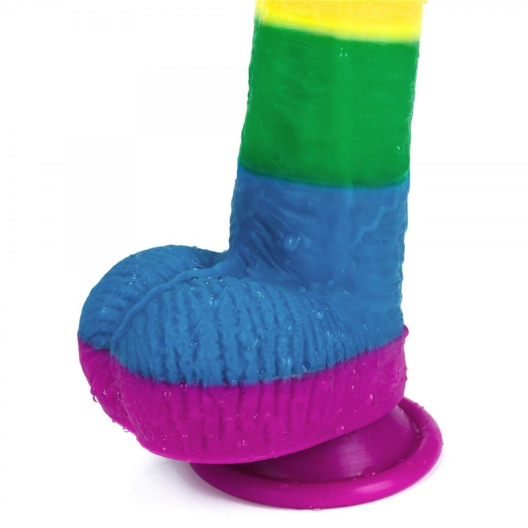 Tęczowe dildo silikonowy penis 23 cm-7