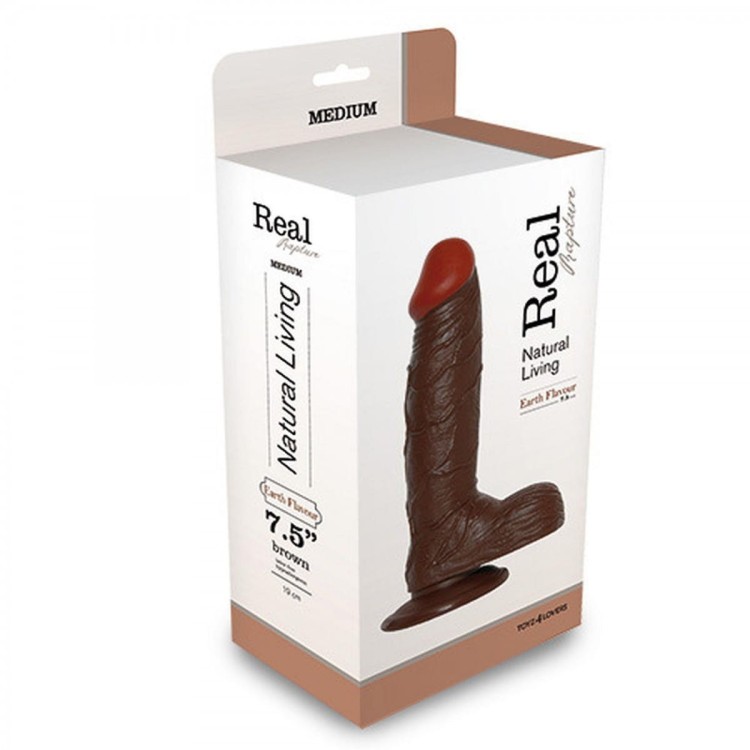 Falliczne dildo z przyssawką Brązowy penis 19 cm-1