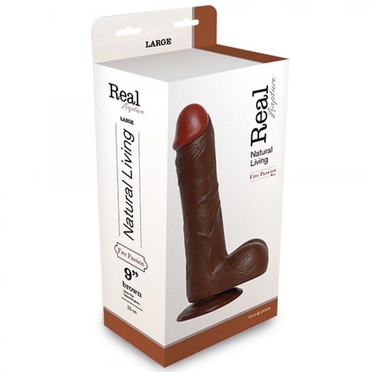 Duży penis Dildo z przyssawką 23 x 5 cm Brązowy-1