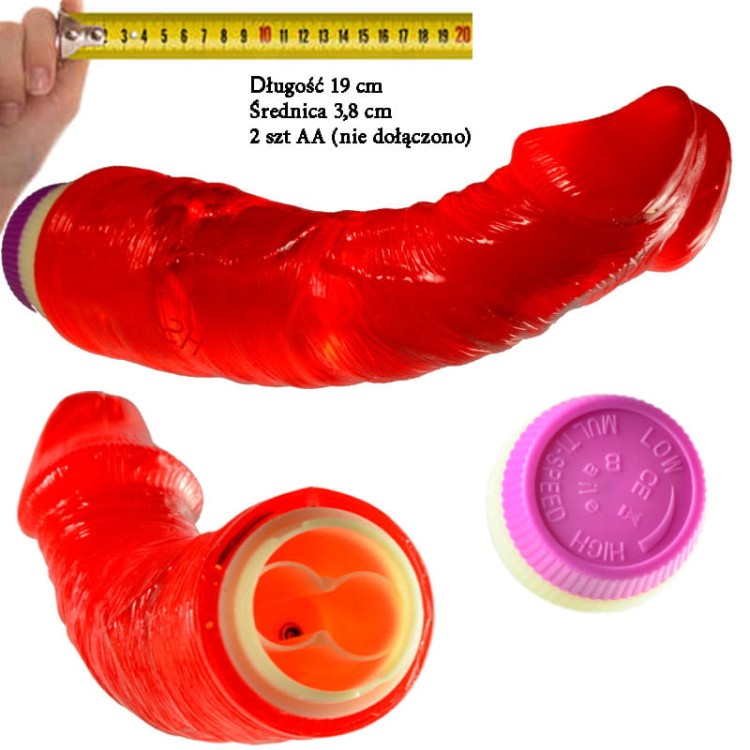 Czerwony wibrator żelowy 19 cm-2