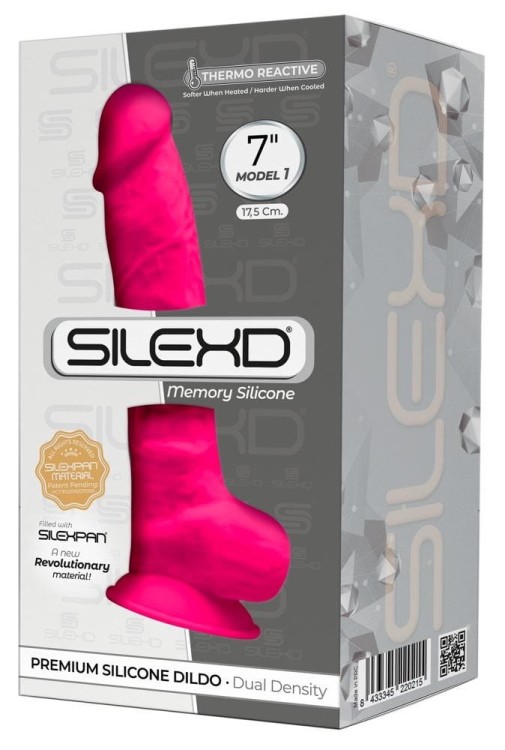Silikonowe dildo z jądrami Penis 17,8 cm Pink-1