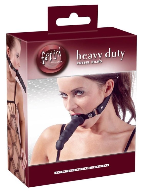 Knebel z czarnym dildo 12 cm-4