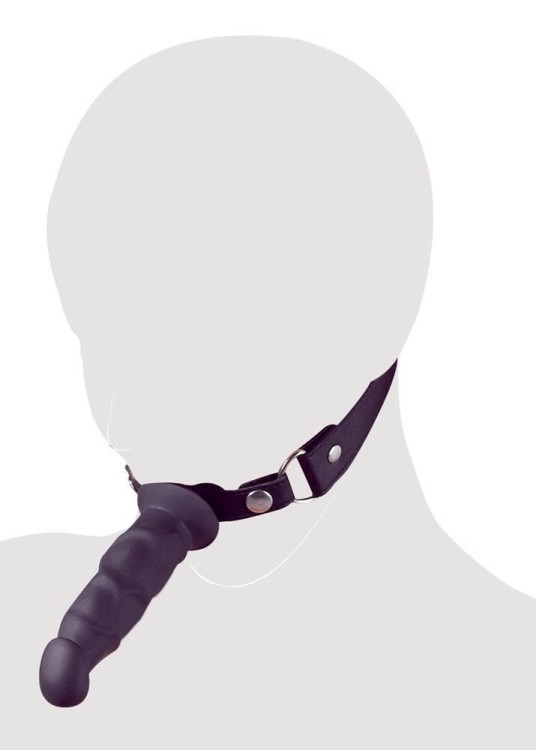Knebel z czarnym dildo 12 cm-2