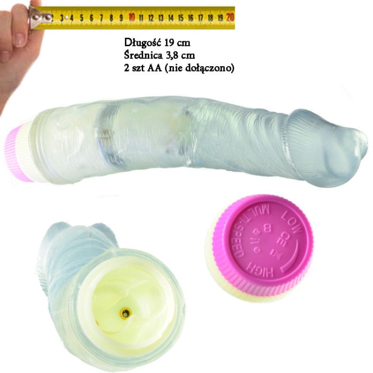 Przezroczysty wibrator żelowy 19 cm-2