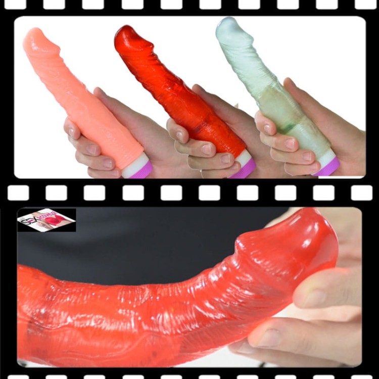 Czerwony wibrator żelowy 19 cm-3