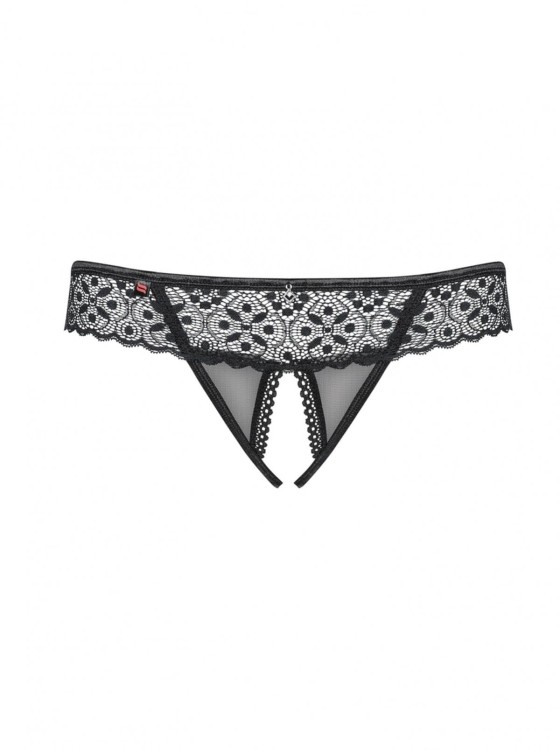 Bielizna-Shibu stringi otwarte czarne  S/M