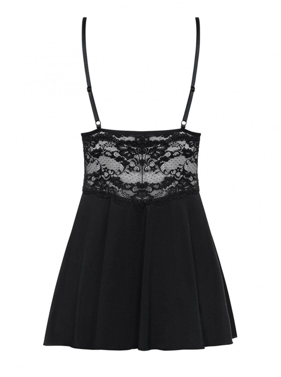 Bielizna-810-BAB-1 babydoll i stringi czarna  S/M