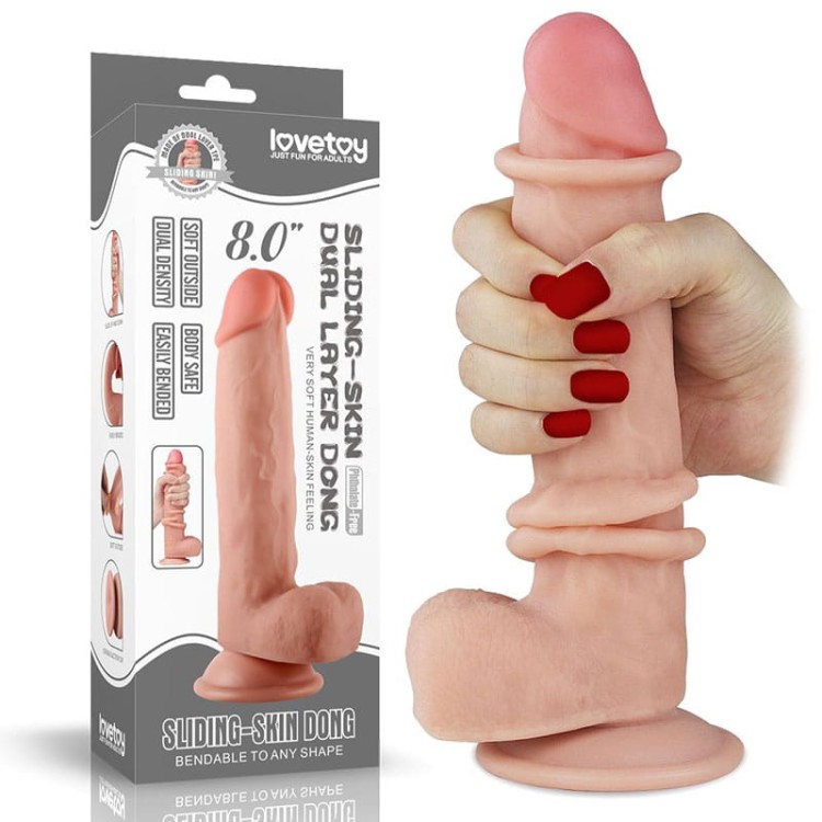 Penis z ruchomą skórą Miękkie dildo z jądrami