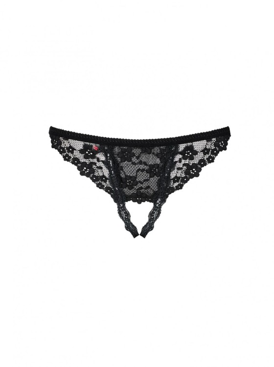 Bielizna-Letica stringi otwarte czarne  S/M