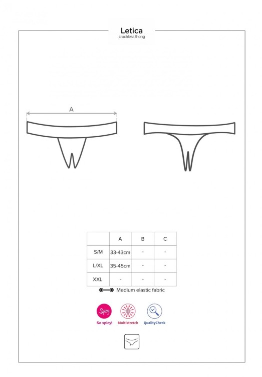 Bielizna-Letica stringi otwarte czarne  S/M